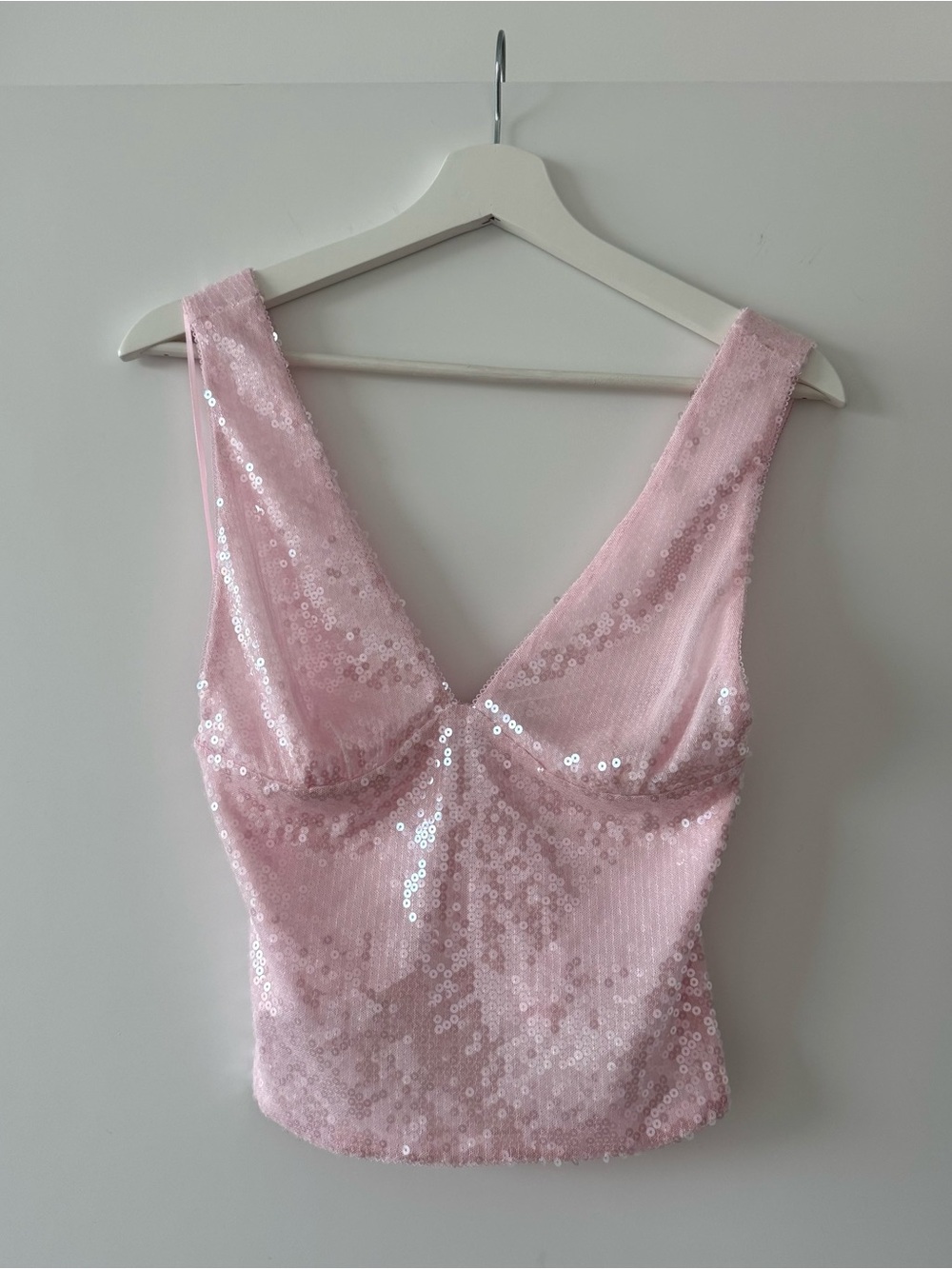 Cotton Candy LA Pink Sequin V-Neck Tank Top